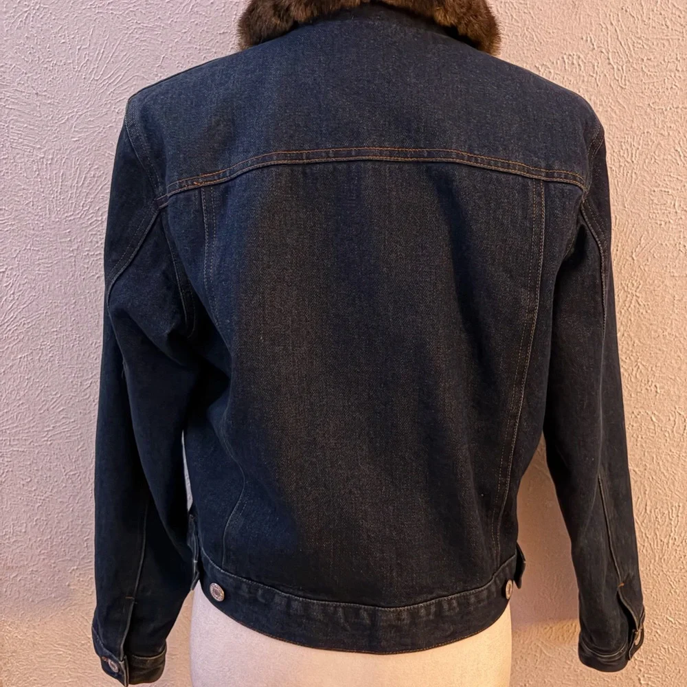 Ralph Lauren Jeans Co Denim Jacket Faux Fur Collar Vintage Style Women’s Small - Picture 2 of 3